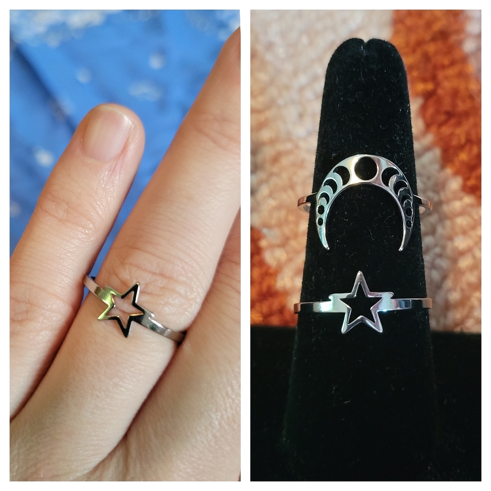 ๐ค Silvertone Cut Out Star Ring